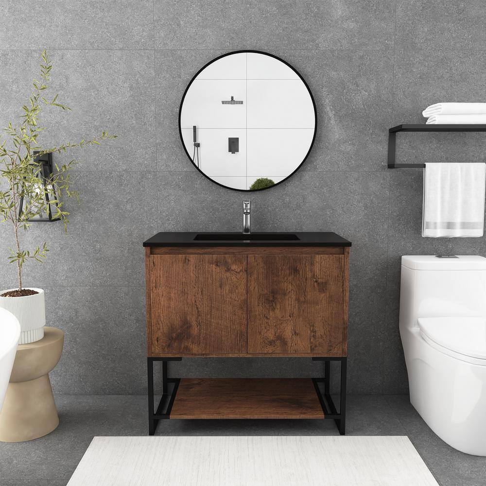 Allen 36 in. W x 19 in. D x 33.5 in. H Freestanding Bathroom Vanity in Rose
