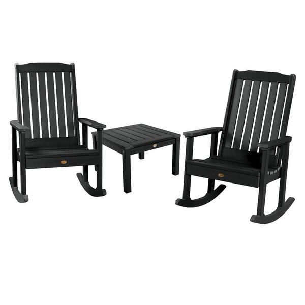 Highwood Lehigh Black 3Piece Recycled Plastic Patio Conversation Set ADKITRKCH1BKE The Home