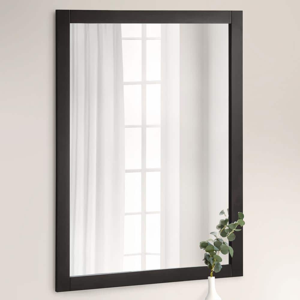 Espresso Pine Wood Framed Rectangular 40"x30" Wall Mirror