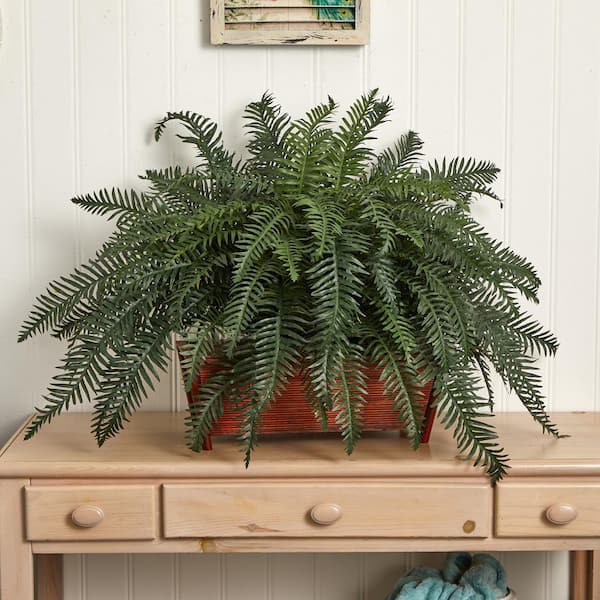 22” Boston Fern Artificial Plant in Sandstone Planter