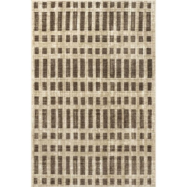 Julies Striped Beige 8 ft. x 10 ft. Area Rug