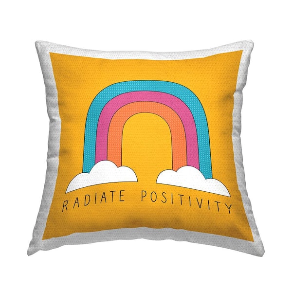 Stupell Industries Radiate Positivity Bold Rainbow Multi-Color Square Outdoor Throw Pillow
