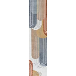 Multi 2 ft. x 8 ft. Arches Contemporary Minimalist Machine-Washable Runner Rug