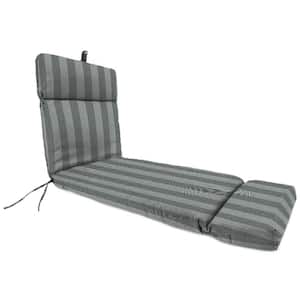 72 in. x 22 in. Conway Smoke Grey Stripe Rectangular French Edge Outdoor Chaise Lounge Cushion with Ties and Hanger Loop
