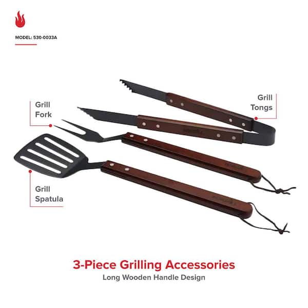 Nexgrill Grill Tool Set with Wooden Handles (3 piece) 530-0033A
