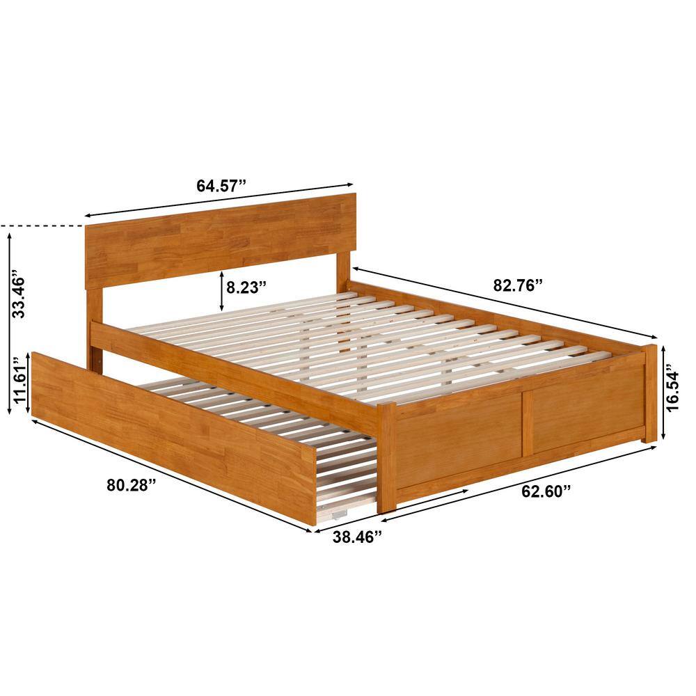 Light Brown Queen Wood Platform Bed with Storage Drawer