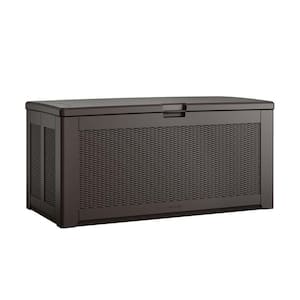 134-Gallon 55.5 x 27.5 x 26.75 in. Brown Extra Large Waterproof Resin Outdoor Storage Deck Box with Lockable Lid