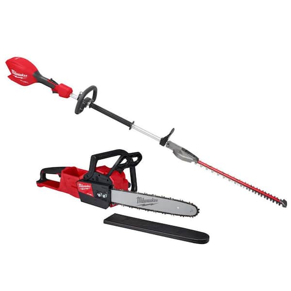 M18 FUEL 18V 20 in. Brushless Cordless Battery Powered Short Pole Hedge Trimmer w/ M18 FUEL 16 in. Rear Handle Chainsaw