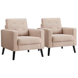 29 in. Beige Tufted Linen Seats Armchair Single Sofa (Set of 2)