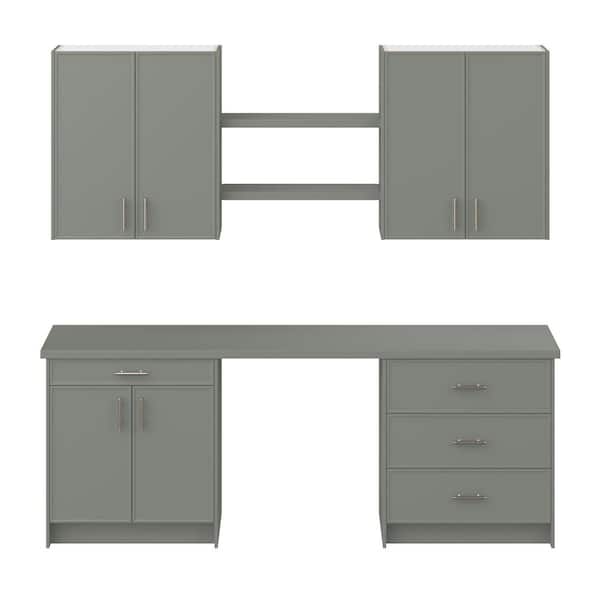 Fairview 90 in. W x 89.5 in. H x 24 in. D Moss Green Office Base Cabinet Bundle