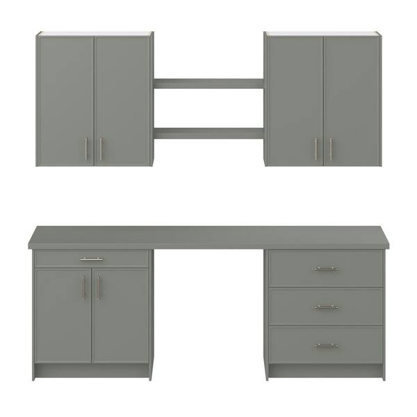 Fairview 90 in. W x 89.5 in. H x 24 in. D Moss Green Office Base Cabinet Bundle