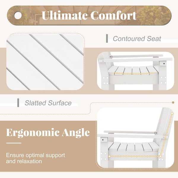 52 Inch 2-Person White Plastic Outdoor Bench