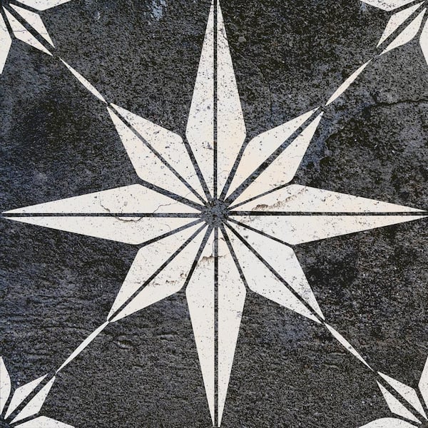 MI ALMA 8 in. x 8 in. Black and White R50 Vinyl Peel and Stick Tile (24 Tiles, 10.67 sq. ft./pack)