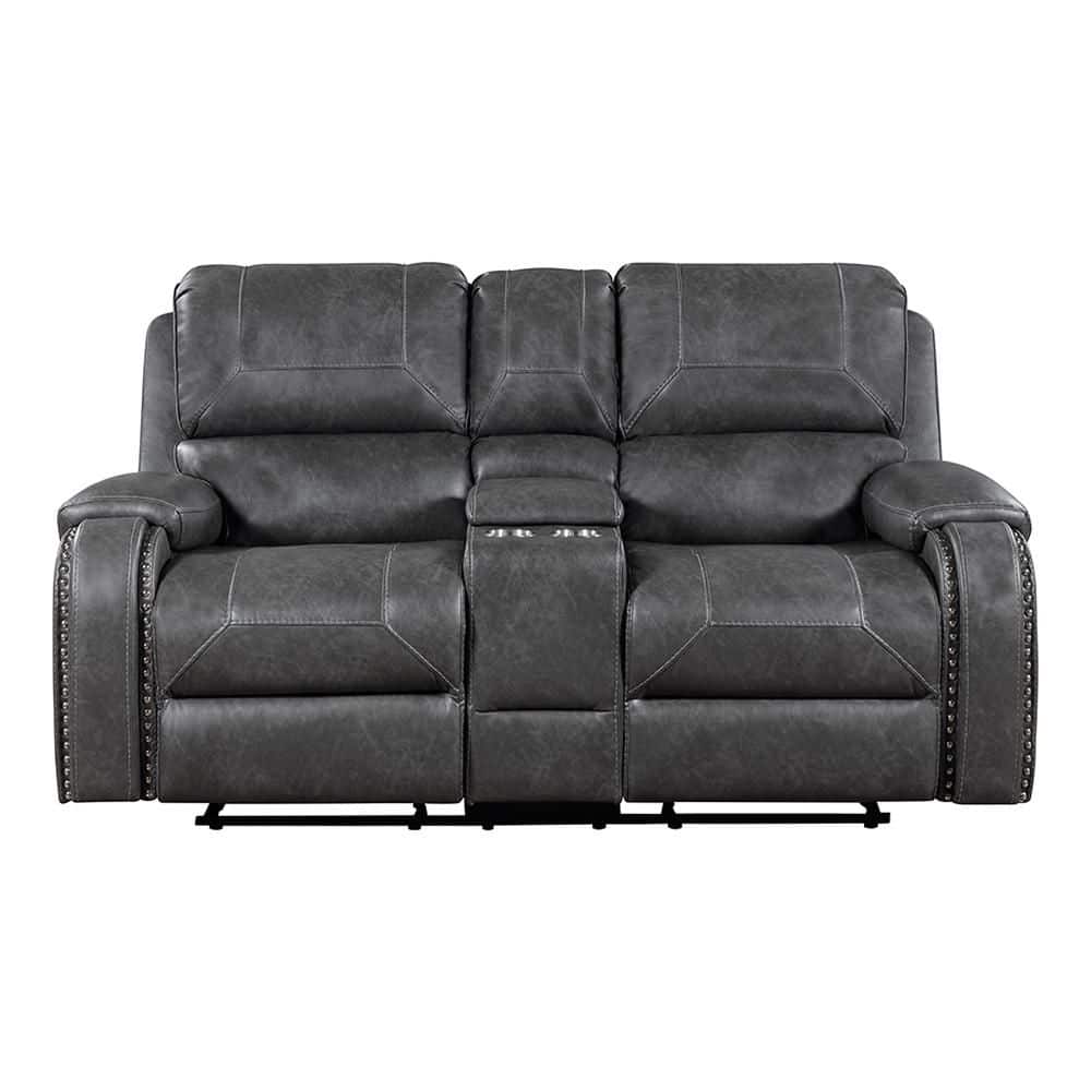 Lazzara Logansport 76 in. W Gray Faux Leather Double Glider