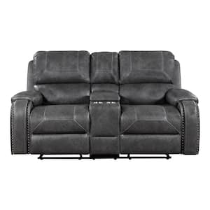 Lazzara Austin 78.5 in. W Brown Faux Leather Double Glider