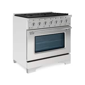 CLASSICO 36 in. 6 Burner Dual Fuel Range with Gas Stove and Electric Oven Stainless steel with Chrome Trim