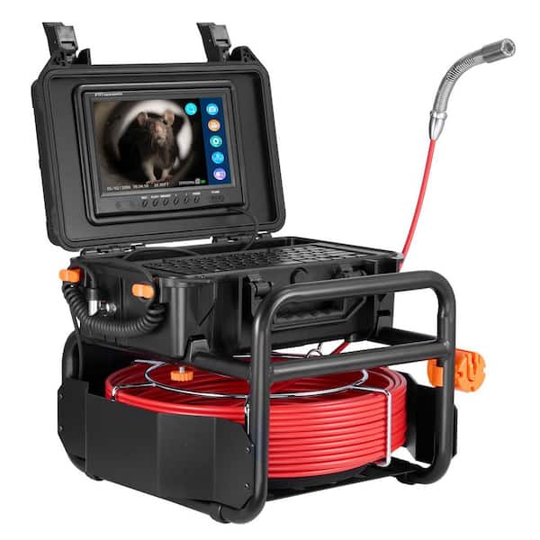 Sewer Camera 98 ft. /30m, Self-Leveling Drain Camera with 512 Hz Transmitter 9 in. Screen 1080P HD Snake Sewer Camera