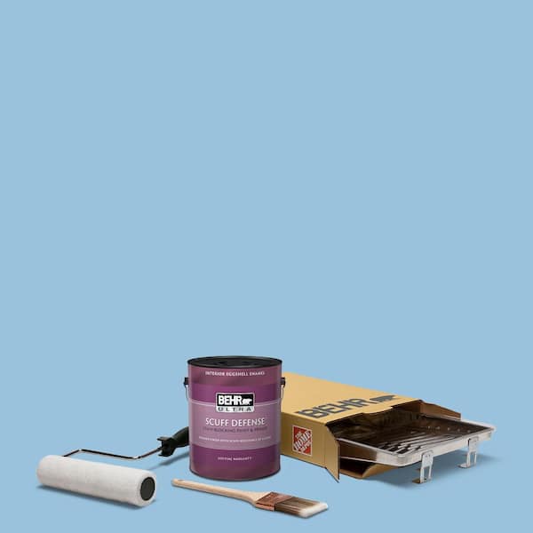 BEHR 1 gal. #M520-3 Charismatic Sky Extra Durable Eggshell Enamel Interior Paint & 5-Piece Wooster Set All-in-One Project Kit