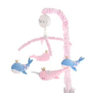 Under the Sea Whimsy Pink and Blue Whales and Narwhals Musical Mobile
