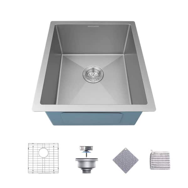 Siavonce 16-Gauge Single Bowl Stainless Steel Bar Sink no Hole 15 in. Undermount Kitchen Sink