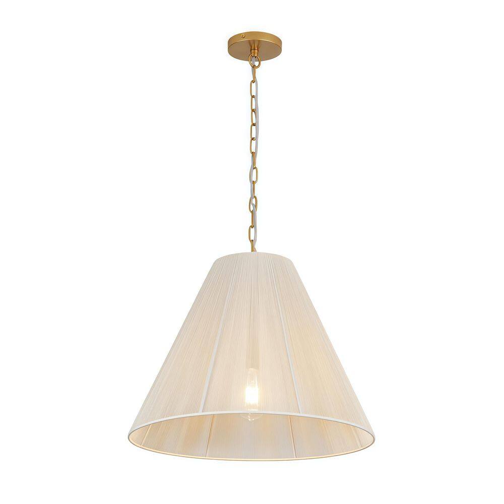 Elvora 20.1 in. 1-Light Brushed Gold Boho Pendant Light with Cone Cotton String Shade price history on PriceWatchPro