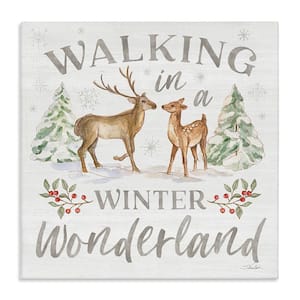 Winter Wonderland Snow Scene by Silvia Vassileva 1-Piece Unframed Graphic Print Animal Poster Art Print 30 in. x 30 in.