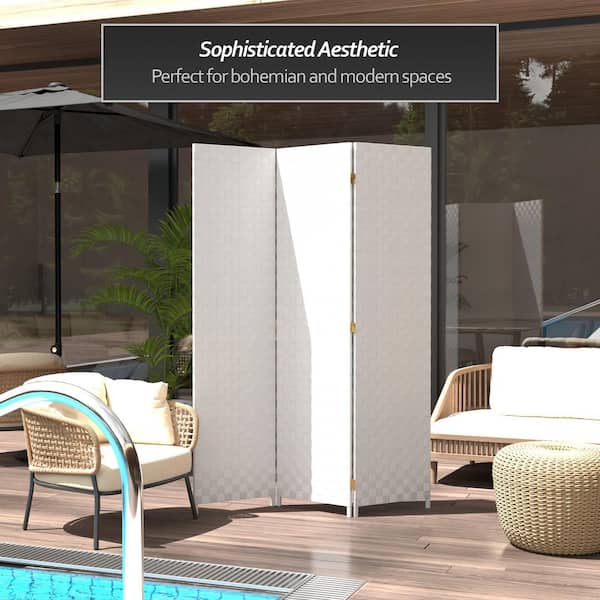 6 ft. White 3-Panel Room Divider