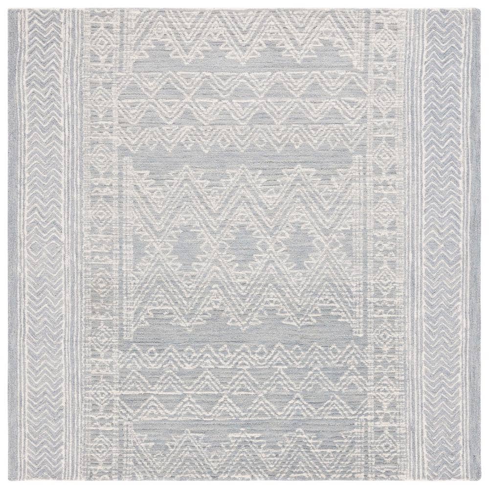 SAFAVIEH Abstract Light Blue/Ivory 6 ft. x 6 ft. Tribal Border Square Area Rug ABT226J6SQ The