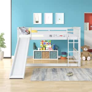 79.7 in. L x 57.2 in. W White Pine Full Size Bunkbed with Slide