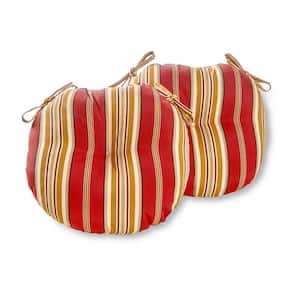 Roma Stripe 15 in. Round Outdoor Seat Cushion (2-Pack)