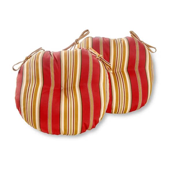 Greendale Home Fashions Roma Stripe 15 in. Round Outdoor Seat Cushion (2-Pack)