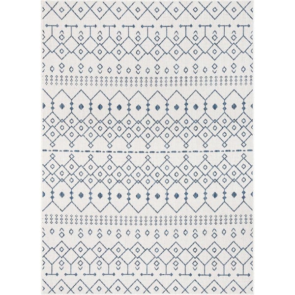 Medusa Nord Moroccan Tribal Light Blue 5 ft. 3 in. x 7 ft. 3 in. Flatweave Indoor/Outdoor Area Rug