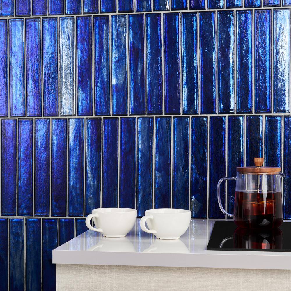 Apollo Brick Polished Blue Glass Subway Wall Tile
