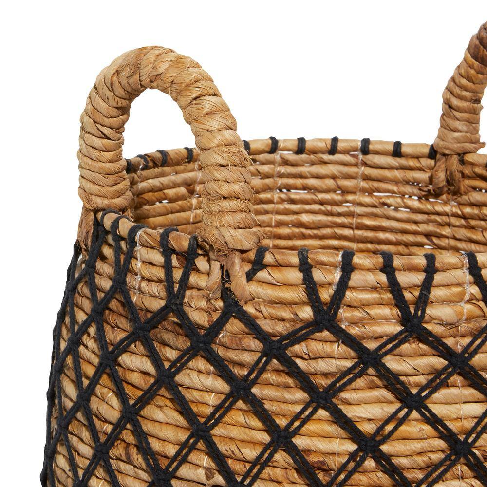 Brown Round Banana Leaf Storage Basket Set, 19"