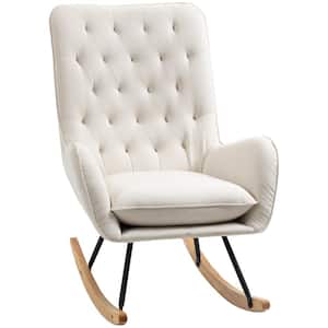 Cream White Fabric Rocking Chair Sofa Armchair