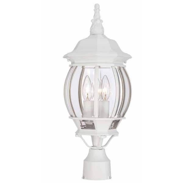 Hampton Bay 3-Light White Outdoor Post Light