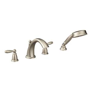 Brantford 2-Handle Deck-Mount Roman Tub Faucet Trim Kit with Hand Shower in Brushed Nickel (Valve Not Included)