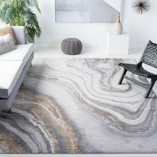 Orchard 10 ft. x 14 ft. Gray/Gold Abstract Area Rug