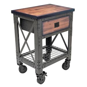 27.6 in. x 20 in. 1-Drawer Rolling Industrial Workbench with Wood Top