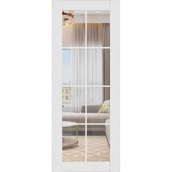 Paola 8 Lite 30 in. x 96 in. Bianco Noble 8-Lite Clear Glass Composite Solid Core Wood Interior Door Slab