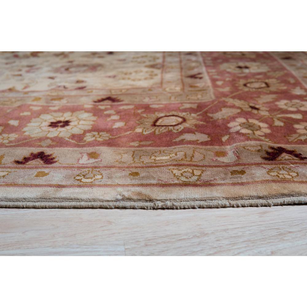 Red and Beige Hand-Knotted Wool Rectangular Area Rug