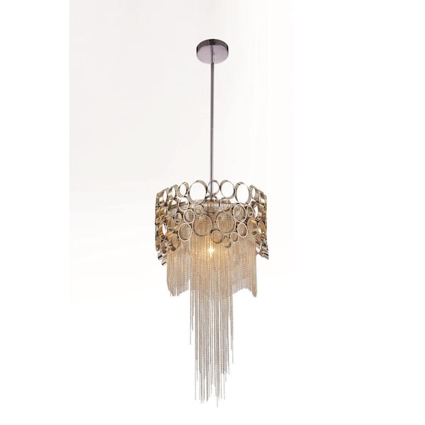 CWI Lighting Victoria 1 Light Drum Shade Mini Pendant With Chrome Finish