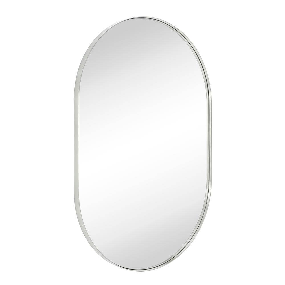 Brushed Nickel Oval Metal Bathroom Vanity Mirror