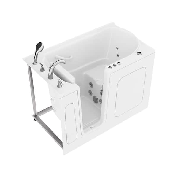 Universal Tubs HD Series 54 in. Left Drain Quick Fill Walk-In Whirlpool Bath Tub with Powered Fast Drain in White