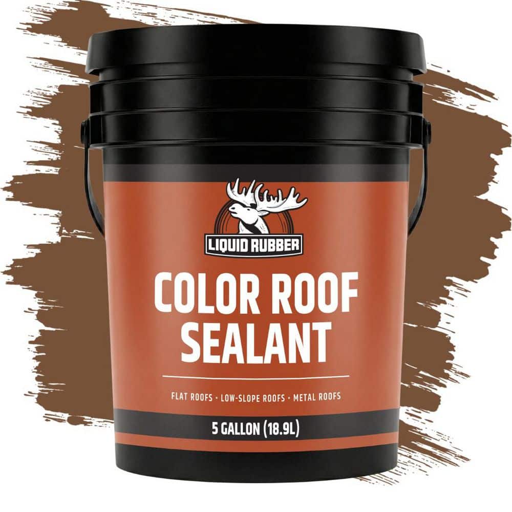 LIQUID RUBBER Color Roof Sealant- Elastomeric Roof Coating for Flat and Metal Roofs Medium Brown 5 Gal. 640 oz.