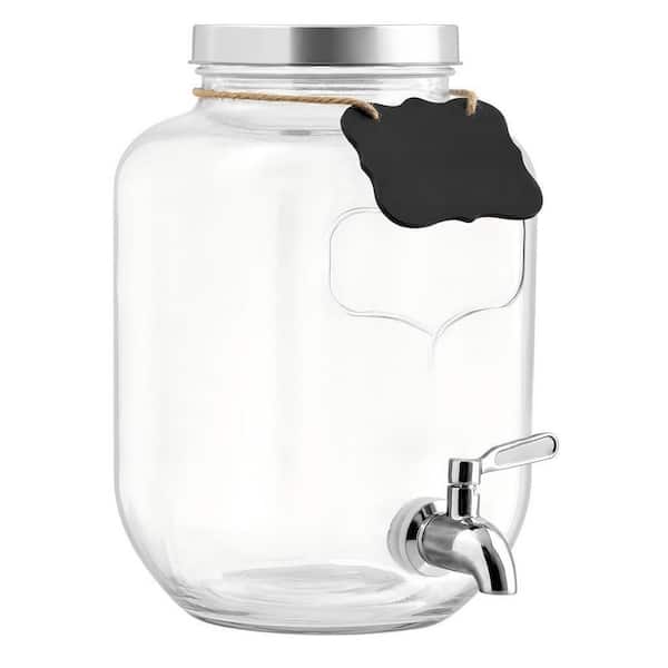 1 Gal. Beverage Serveware with Spigot, Airtight and Leakproof Glass Sun Tea Jar with Anti-Rust Lids