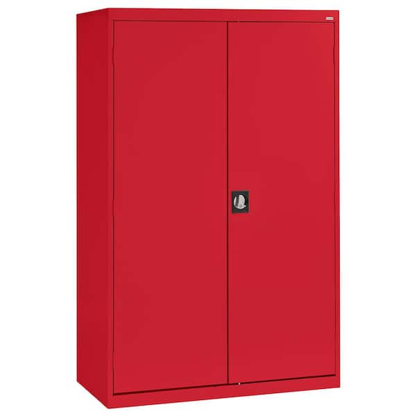 Sandusky Elite Series 46 in. W x 72 in. H x 24 in. D 22-Gauge 2-Shelf Steel Freestanding Wardrobe Storage Cabinet in Red
