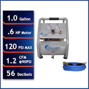 0.6 Hp 1 Gal. 120 Psi Tank Steel Light and Quiet Panel Portable Electric Air Compressor with 25 ft. Hybrid Air Hose Kit