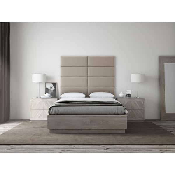 VANT Plush Velvet Sand Storm Queen Full Upholstered Headboards Accent Wall Panels VTP304 The Home Depot