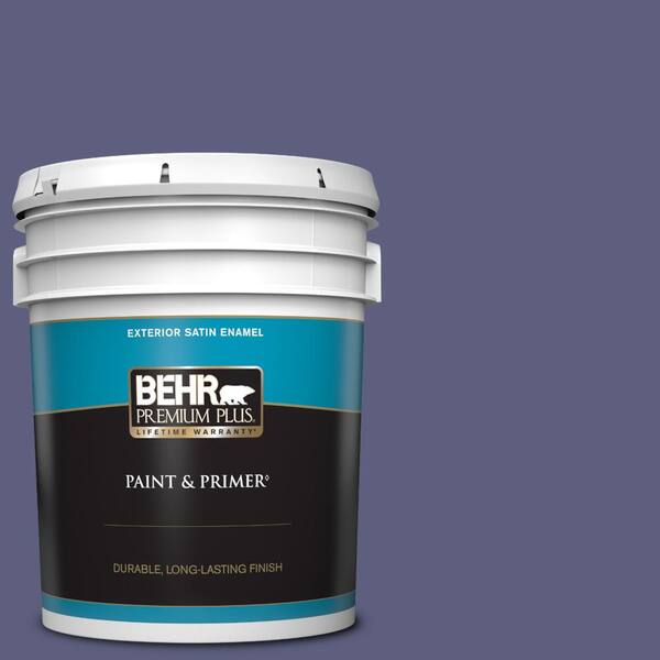 BEHR PREMIUM PLUS 5 gal. #M550-7 Strong Iris Satin Enamel Exterior Paint & Primer